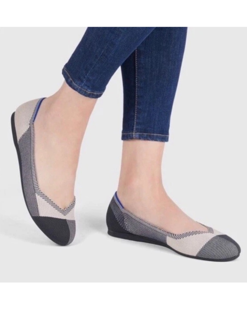 Rothys Retired Buffalo Plaid Flats Black and White Size 7.5